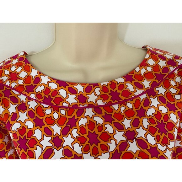 Lands' End Geometric Print Shift Dress Size 0X 14W Plus Sz Stretch Knit Spring - Picture 2 of 7